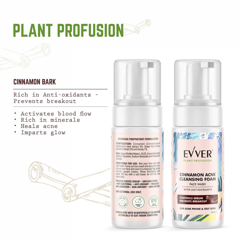 Evver Foaming Face Wash - Cinnamon Acne Cleansing Action